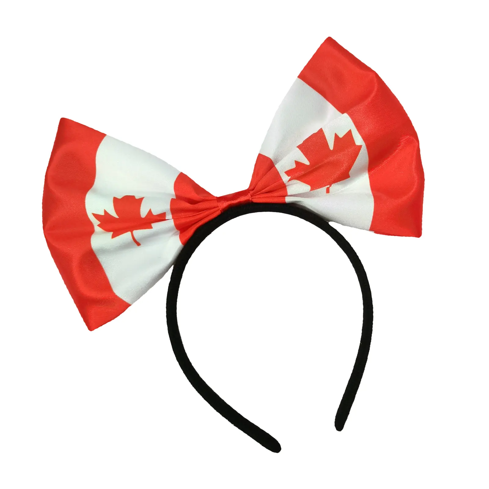 Canadian Flag Headband Girl Bowknot Headwear Canadian National Day Flag Maple Leaf Bow Hair Hoop Canadian Party Supplies