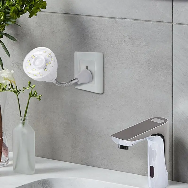 Motion Detector Night Light Motion Sensing Night Light Plug-And-Play Fixture Lamps Bulb Spotlight For Wall Bathroom Bedroom