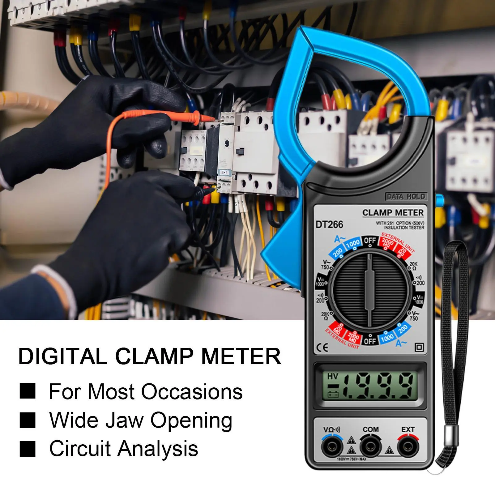Amp Clamp Multimeter Multimeter Voltage Tester LCD Display Detector With Jaw Design Electrician Tools For AC DC Current Voltage