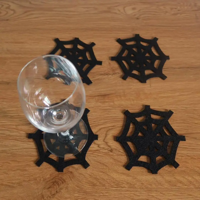 Halloween Drink Coasters Multipurpose Halloween Bar Coaster Halloween Home Coaster Decorative Spider Web Table Mats Table