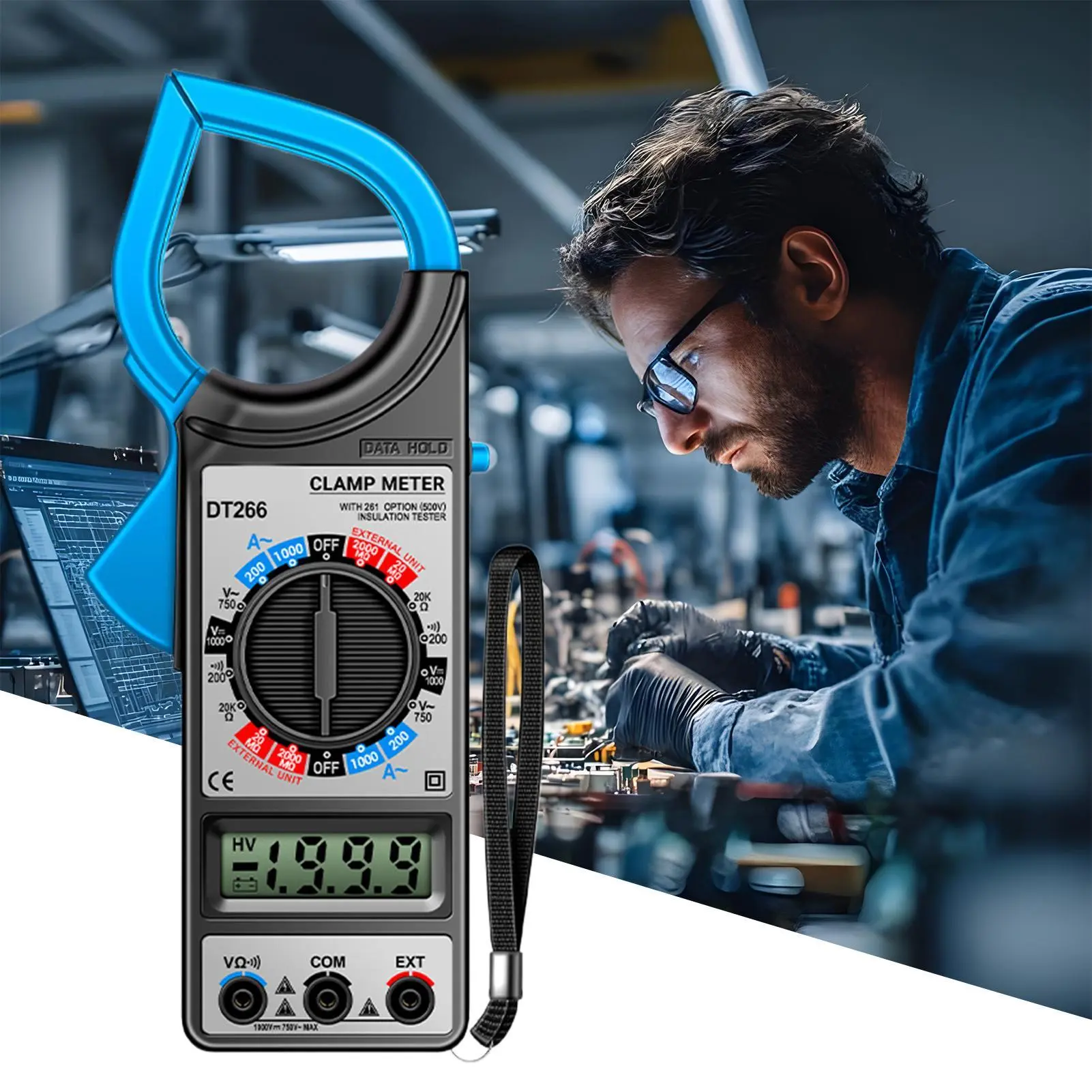 Amp Clamp Multimeter Multimeter Voltage Tester LCD Display Detector With Jaw Design Electrician Tools For AC DC Current Voltage