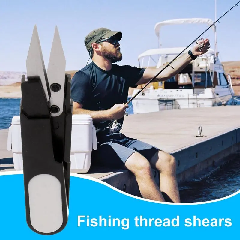 Fishing Thread Cutter Braided Wire Cutter Portable Fishing Scissor Tool With Safety Cover Multipurpose U-type Yarn Cutter For