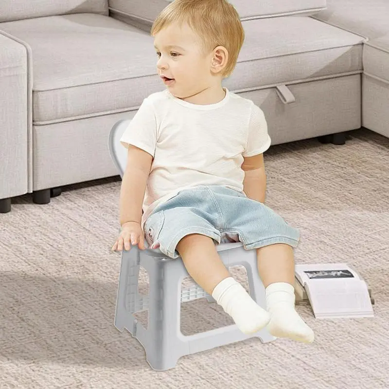 Step Stool For Kids Cute Animal Kids Folding Chairs With Back Support Thickened Seat Furniture Home Shoe Changing Chair For Home
