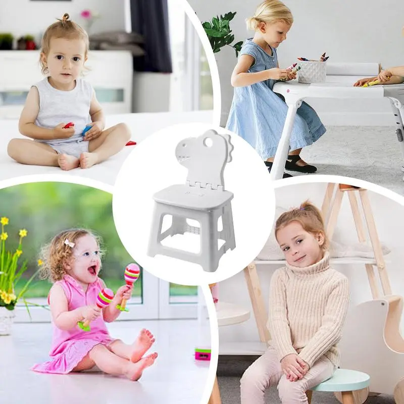 Step Stool For Kids Cute Animal Kids Folding Chairs With Back Support Thickened Seat Furniture Home Shoe Changing Chair For Home