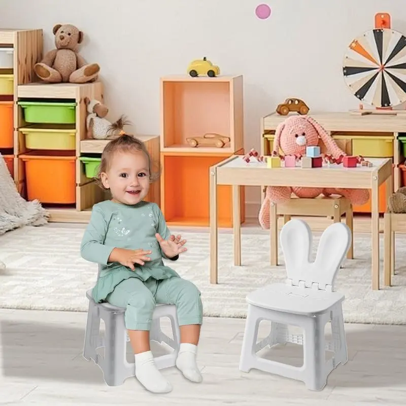 Step Stool For Kids Cute Animal Kids Folding Chairs With Back Support Thickened Seat Furniture Home Shoe Changing Chair For Home