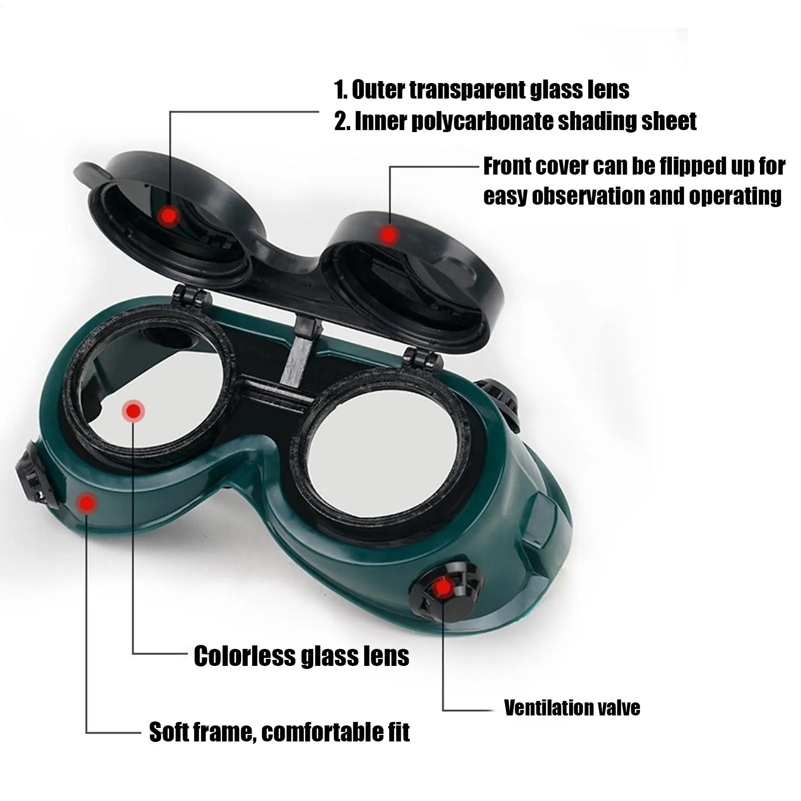 Welding Glasses Grinding Goggles Double Flipp Welding Glasses Protective Glasses Welder Welding Dust Goggles And Wind Goggles
