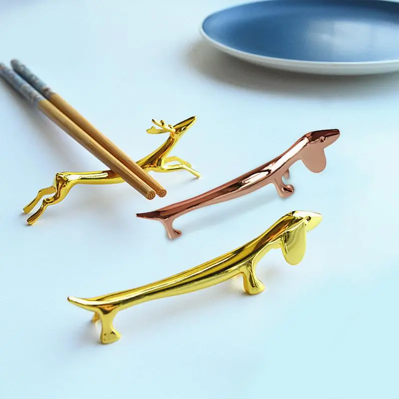 Metal Chopstick Rest Fork Rack for Dining Table Cartoon Animal Shape Chopsticks Holder Rack for Spoon Tableware Stainless Steel