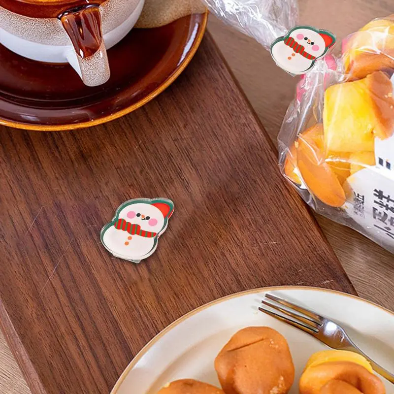 Christmas Chip Clips Christmas Themed Chip Bag Acrylic Sealing Clips Kitchen Food Snacks Bag Clips For Home School Coffee Shop