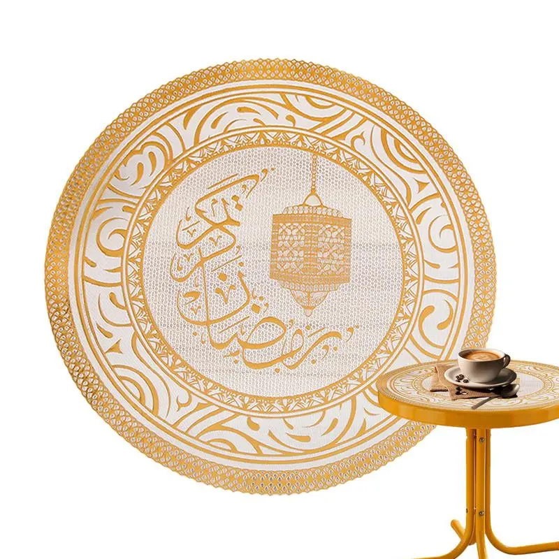 1PC Random pattern Moon Lamp Star Placemats Colorful Moon Lamp Star Eid Place Mats Round Eid Parties Placemats Table Placemat