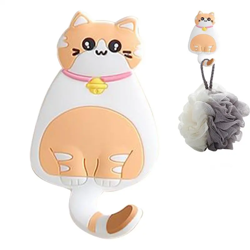 Cat Hook Animal Wall Hooks Adhesive Key Holder Walls Door Coat Hanger Cartoon Kitten Hook Self Adhesive Door Hangers Hooks