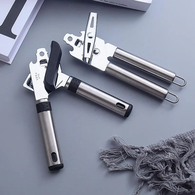 Hand Can Opener Stainless Steel Can Cutter Solid Kitchen Tool For Home Chefs And Restaurants Heavy Duty Top Remover For Camping