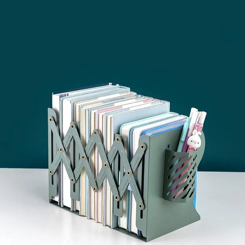 Bookshelf For Desk Small Bookcase Telescopic Desktop Bookshelf Metal Desk Organizer With Pen Holder Desktop Bookcase Desk Top