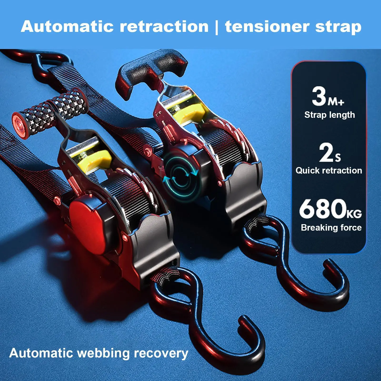 Car Tie Down Straps Ratchet Heavy Duty Ratchet Self-Retractable Tie Down Straps Heavy Duty Automotive Webbing Supplies For