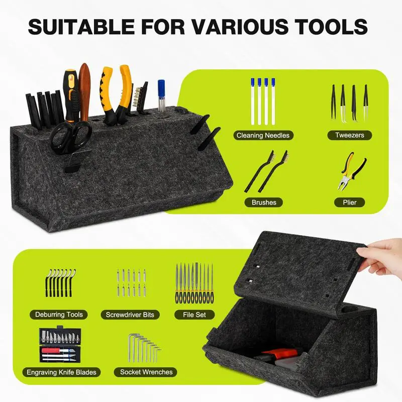 3D Printer Tools Storage Desktop Detachable Organizer Felt Holder With 24 Slots Space-Saving Case For Studio Family Home Garage