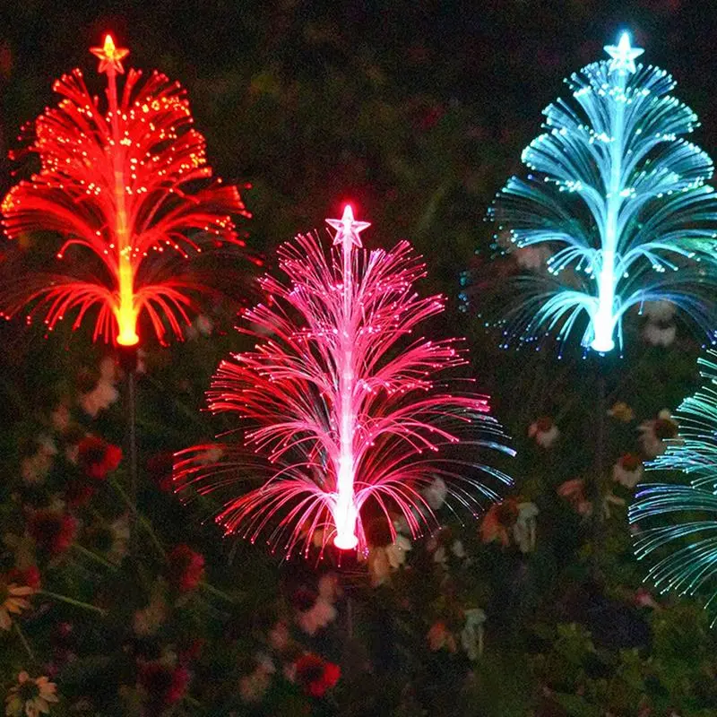 Solar Garden Lights Outdoor Decorative 2X Outdoor Jellyfish Christmas Tree Solar Yard Lights Waterproof Decorative 7 Color