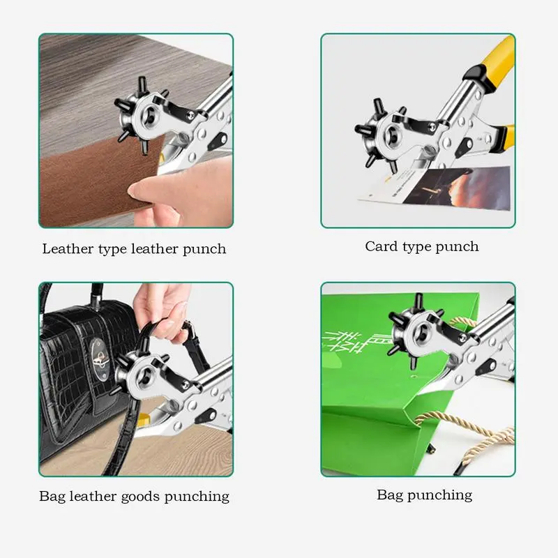 Belt Punch Hole Tool Belt punch pliers Leathercraft Punching Tool Heavy Duty Belt Punch Pliers Multi Hole Rotary Puncher