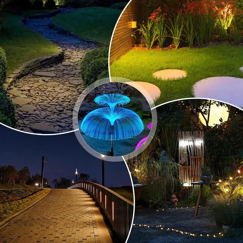 Solar Garden Lights Outdoor Decorative 2X Outdoor Jellyfish Christmas Tree Solar Yard Lights Waterproof Decorative 7 Color