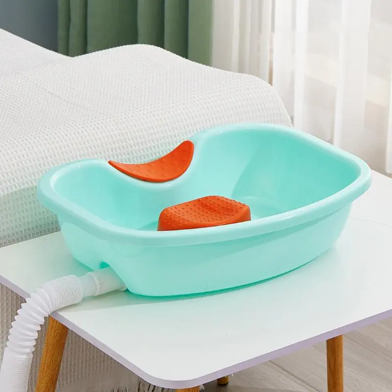 Portable Hair Washing Station Hair Wash Basin With Neck Support Reusable Buddy Tray With Drain Hose for Bedside Haicuts And