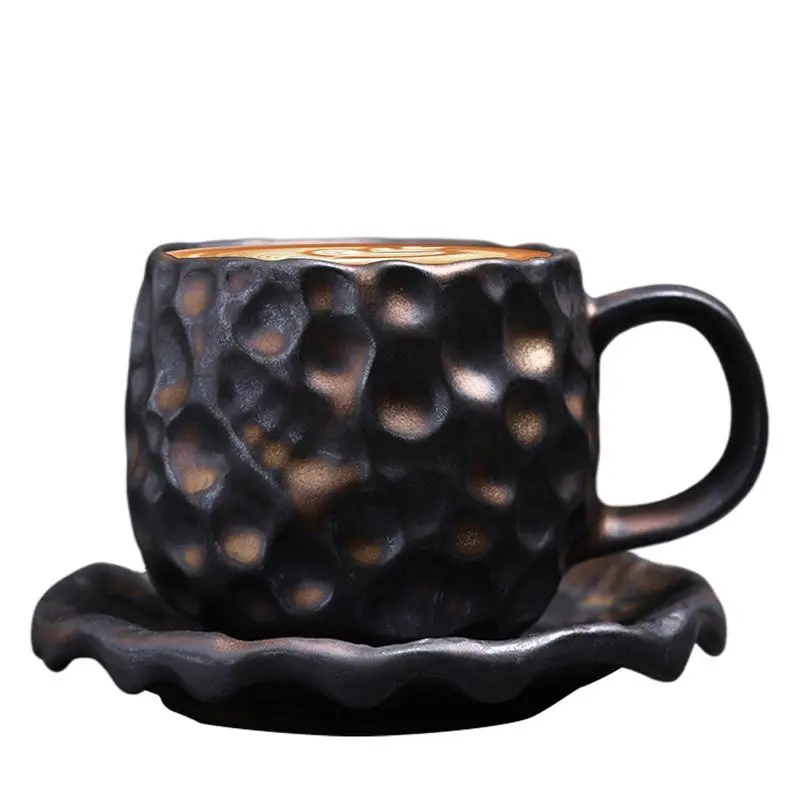 Americano Coffee Cup and Saucer Set stone vintage handmade latte art cup Tea Cup Tea Latte Cappuccino Milk Cocoa Mug tea cup