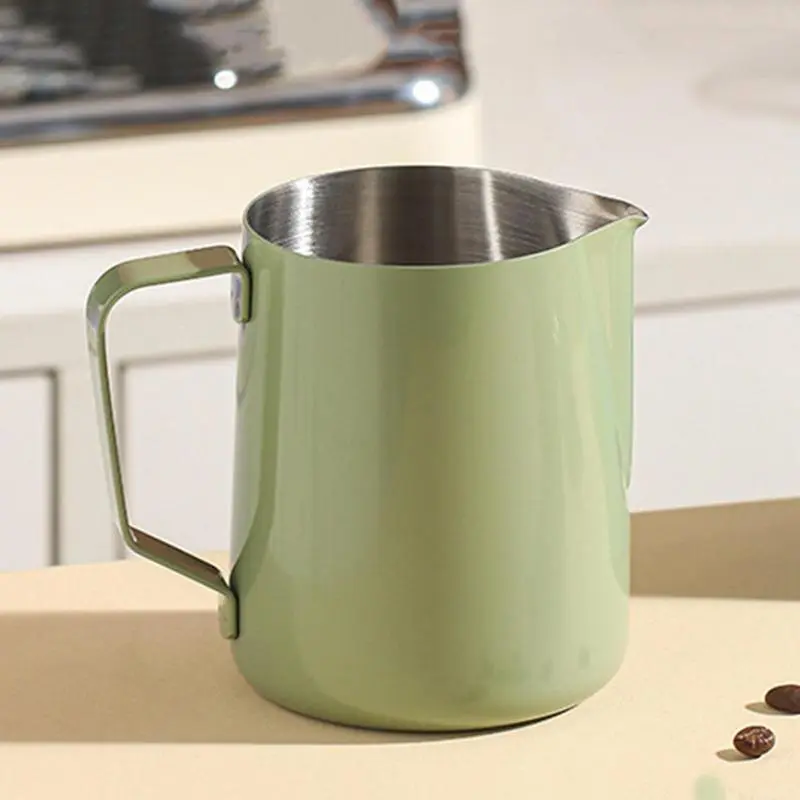 Stainless Steel Steaming Jug Large Caliber Coffee Frother Cup Multipurpose Coffee Utensils Latte Art Pitcher With Handle For