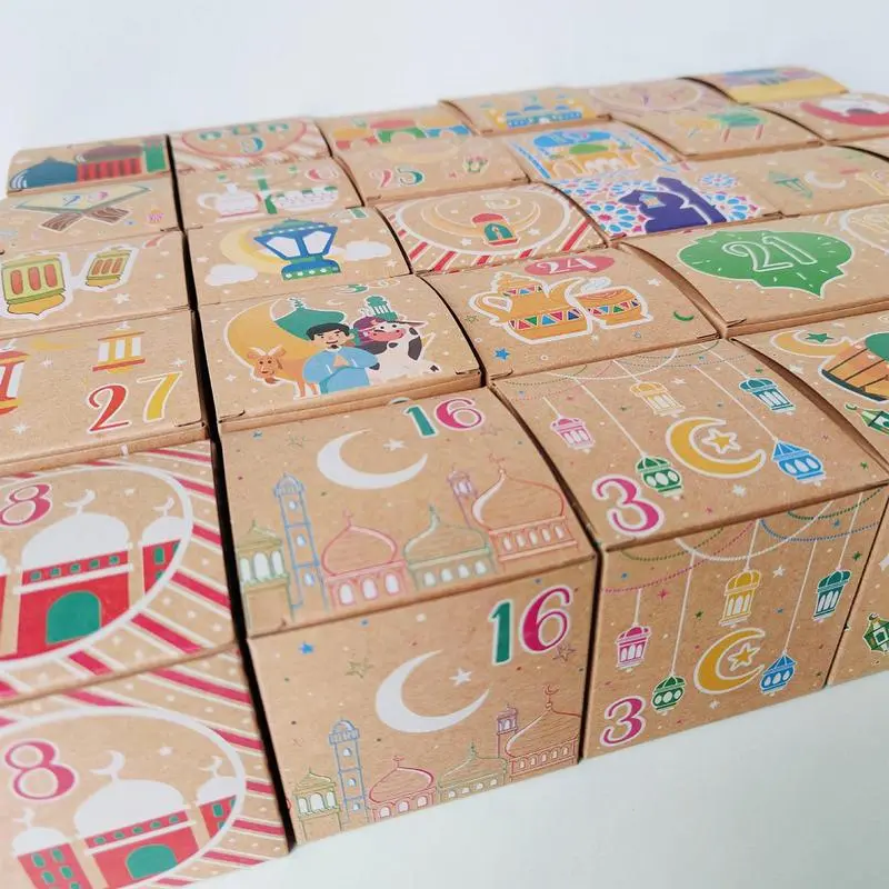 30pcs Eid Advent Calendars Boxes Mubarak Muslim New Year Party Gift Candy Packaging Box  Gift Boxes  Candy Packaging Box