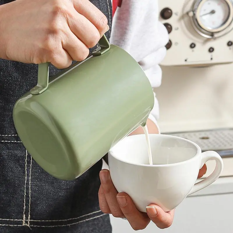 Stainless Steel Steaming Jug Large Caliber Coffee Frother Cup Multipurpose Coffee Utensils Latte Art Pitcher With Handle For