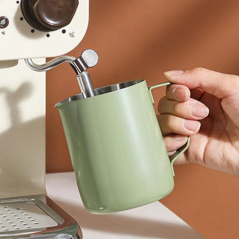 Stainless Steel Steaming Jug Large Caliber Coffee Frother Cup Multipurpose Coffee Utensils Latte Art Pitcher With Handle For