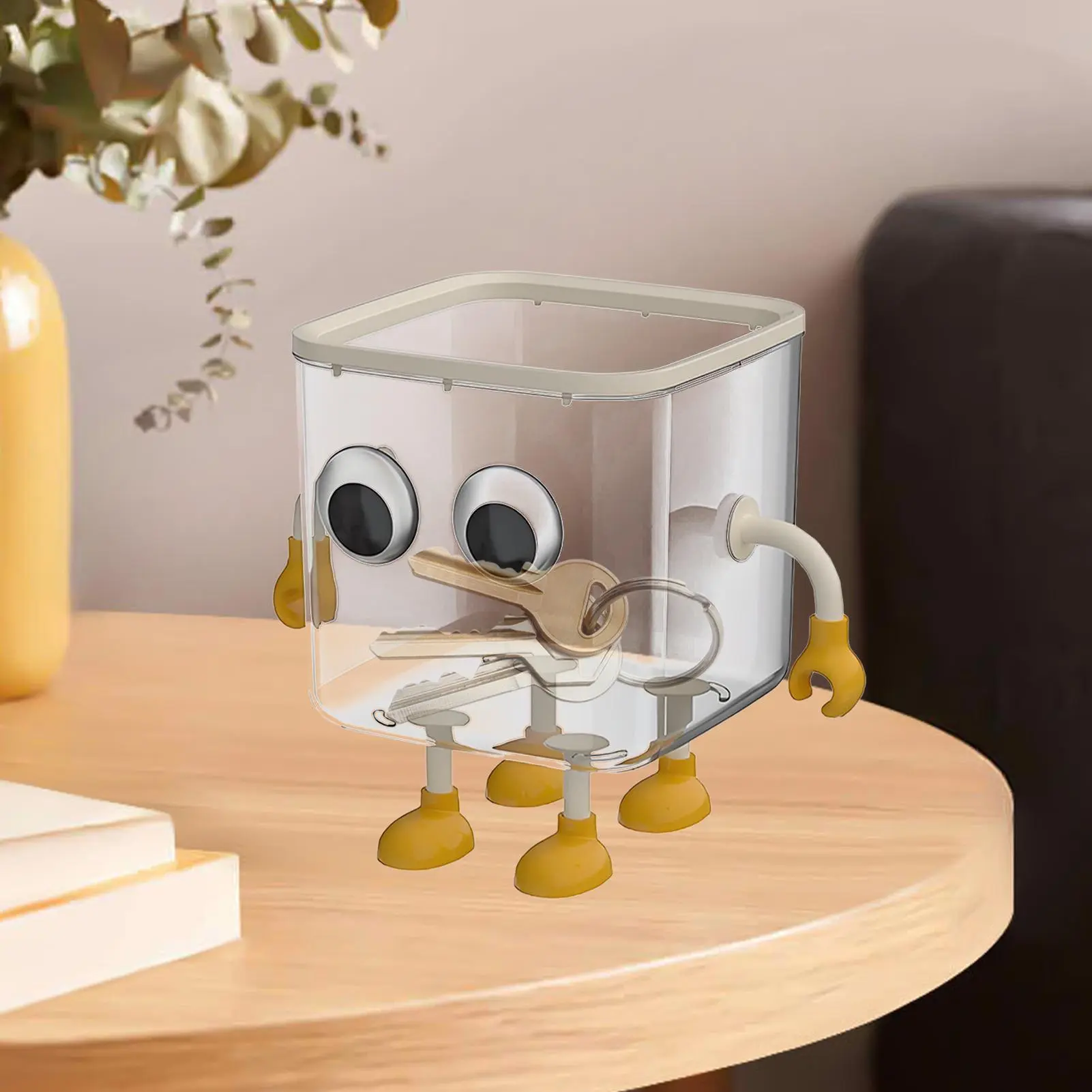 Tabletop Trash Can Lidded Table Trash Can Transparent Storage Container Dustbin Ornament For Bathroom Bedroom Dormitory
