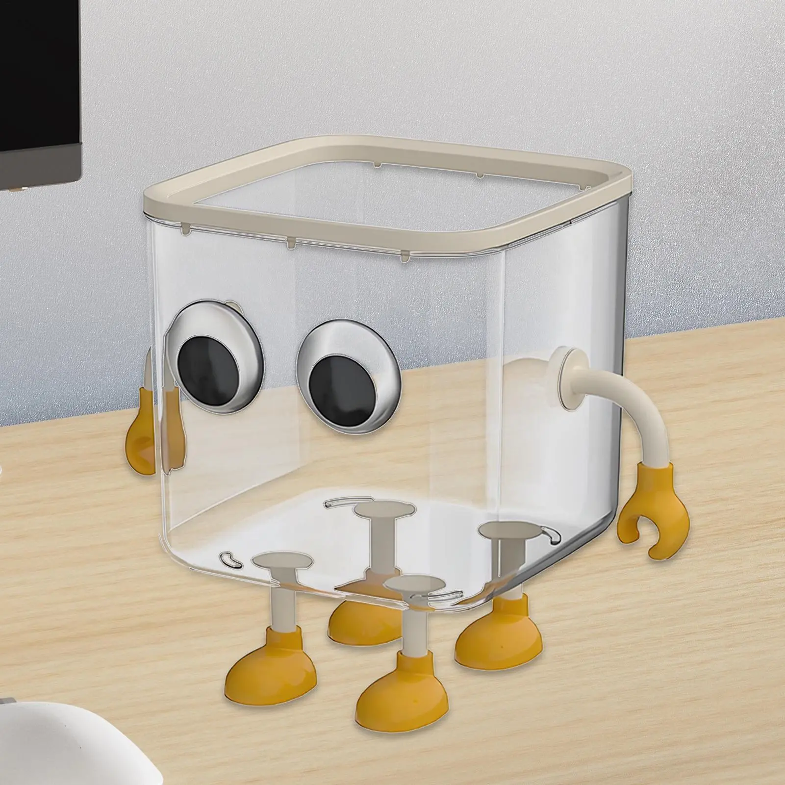 Tabletop Trash Can Lidded Table Trash Can Transparent Storage Container Dustbin Ornament For Bathroom Bedroom Dormitory