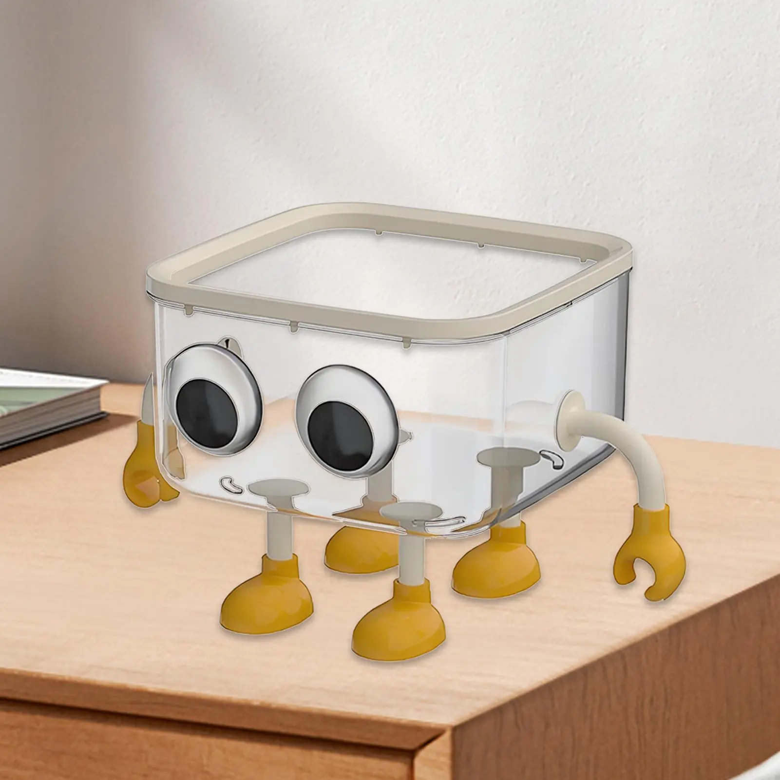 Tabletop Trash Can Lidded Table Trash Can Transparent Storage Container Dustbin Ornament For Bathroom Bedroom Dormitory