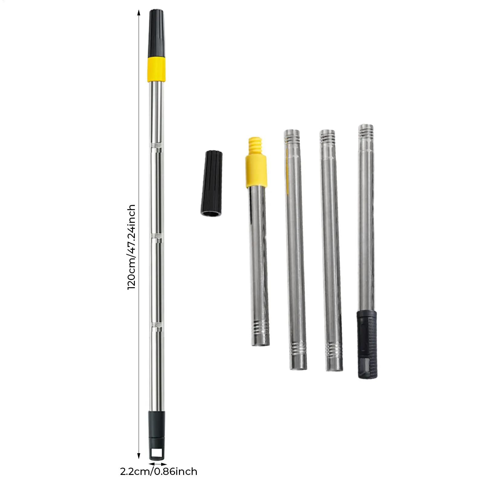 Extendable Pole Heavy Duty High Reach Extension Window Cleaning Pole Anti-Slip Stainless Steel Rod With High Load Capacity For