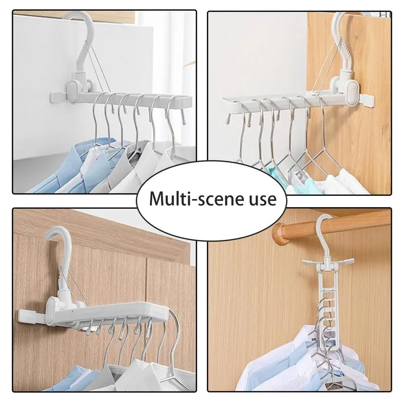 Folding Clothes Hanger Folding Travel Hanger With 6 Holes Portable Clothes Rack Travel Hanger For Bathroom Bedroom Dorm