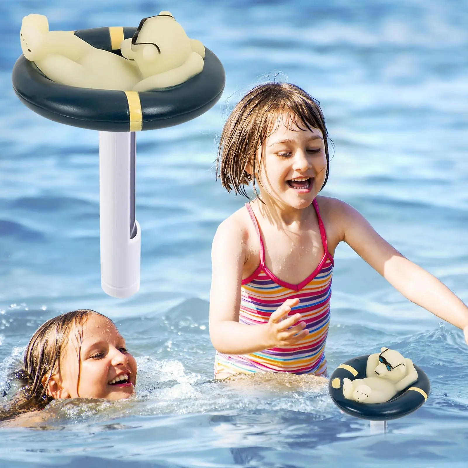 Swimming Pool Thermograph Floating Water Temperature Monitor For Pool Precision Measurement Tool Polar Bear Shape For Indoor