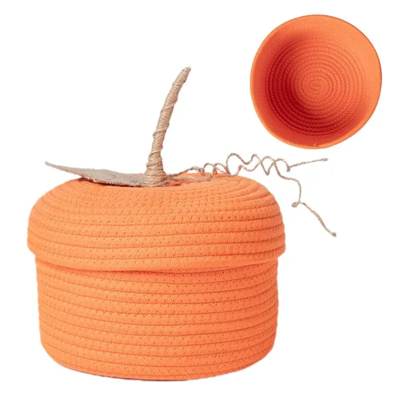 Halloween Storage Basket Pumpkin Basket Round Storage Bins Woven Baskets Storage Basket Candy Basket Trick Or Treat Basket