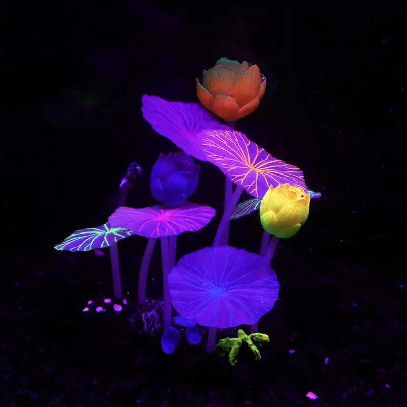 Silicone Aquarium Luminous Simulated Lotus Artificial Fake Coral Undersea Water Plant Fish Tank Simulation Fake Coral Tank Decor