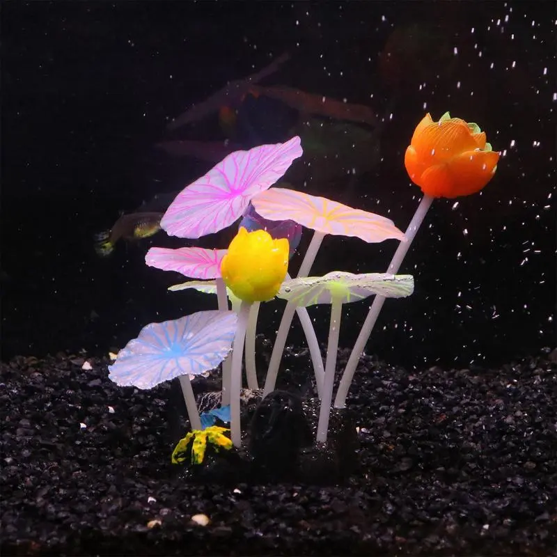 Silicone Aquarium Luminous Simulated Lotus Artificial Fake Coral Undersea Water Plant Fish Tank Simulation Fake Coral Tank Decor