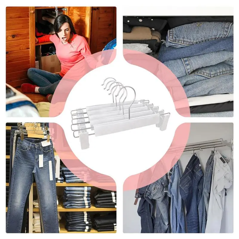 Hanger Clamps For Clothes 5X Adjustable Clip Clothes Pants Hanger Pants And Skirt Hangers Space-Saving With A 360-Degree