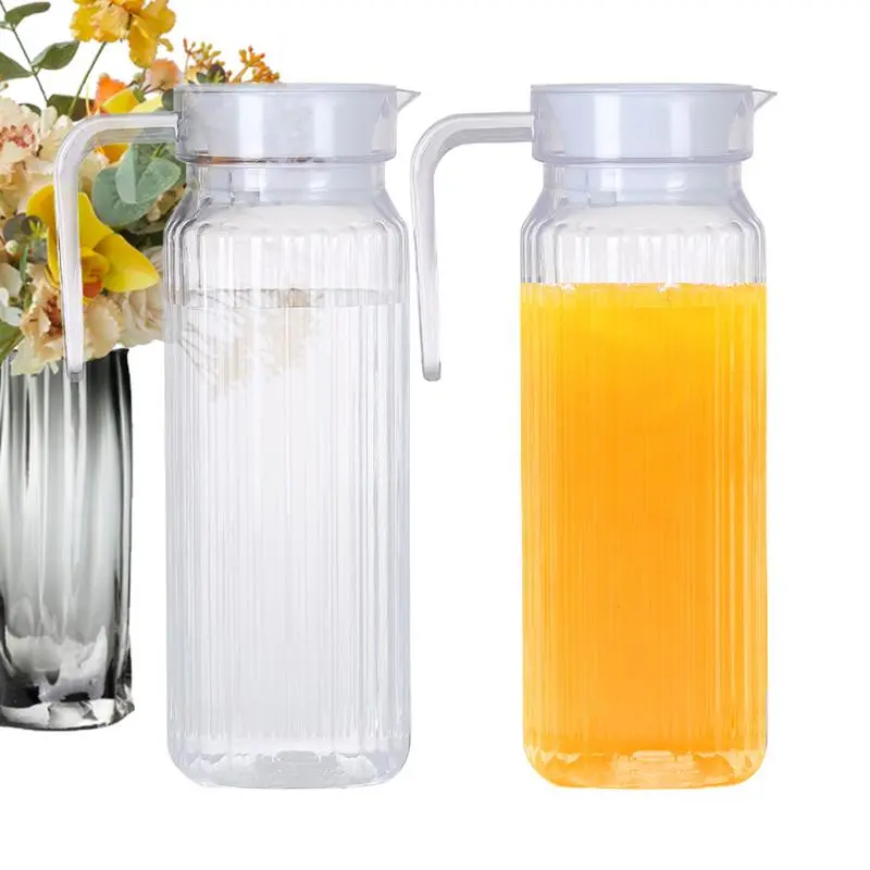 2pcs Water Pitcher Lemonade Pitcher Container Shatter-Proof Drink Beverage Fridge Jug Water Jugs Juice Tea Milk Kettles