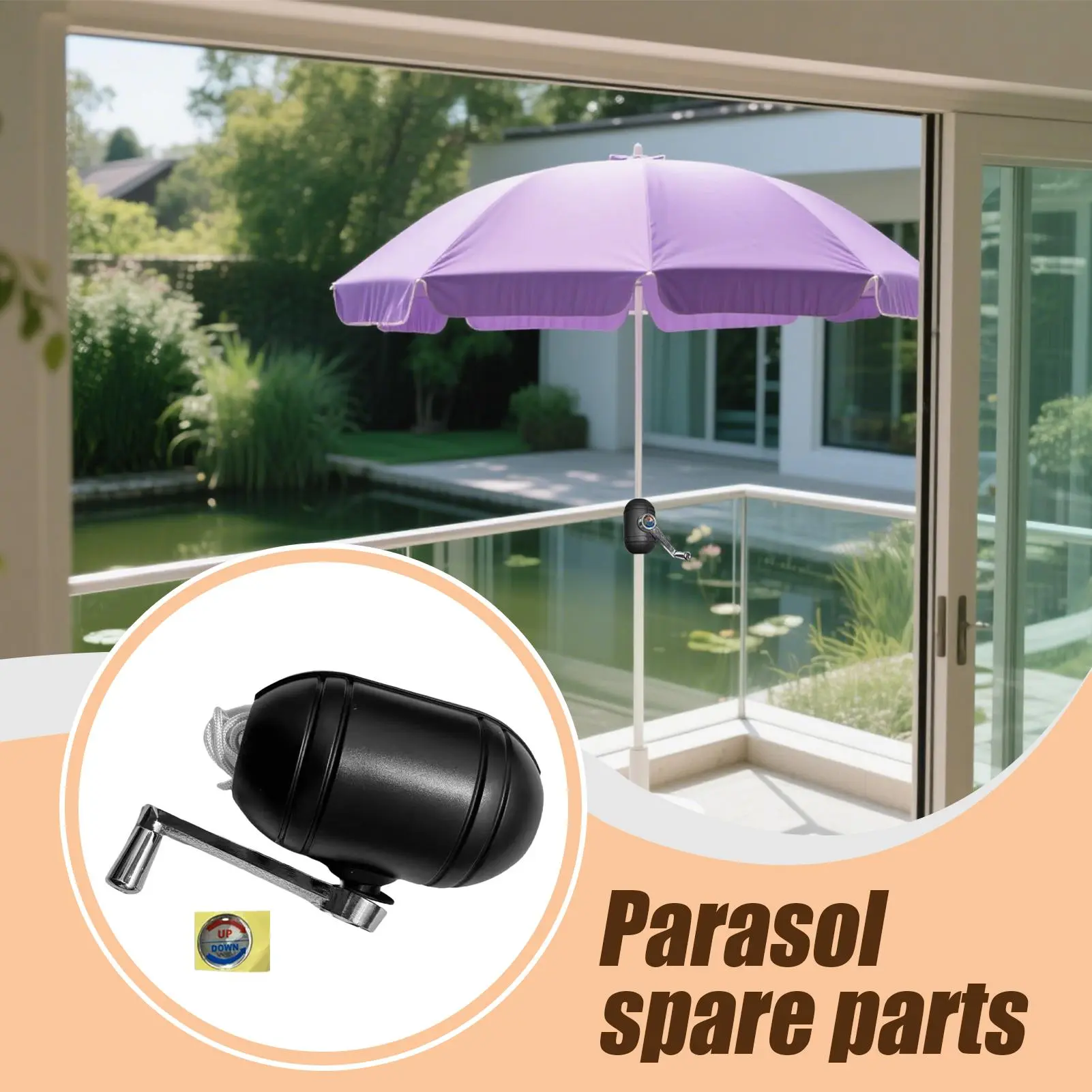 Patio Umbrella Replacement Parts Garden Parasol Parts Hand Cranked Long-Lasting Middle Column Umbrella For Balcony Pool Picnic