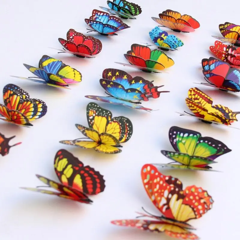 Butterfly Garden Stakes 3D Butterfly Decorations 50 Pieces Garden Stake Decor Colorful Decorative Garden Stakes Realistic