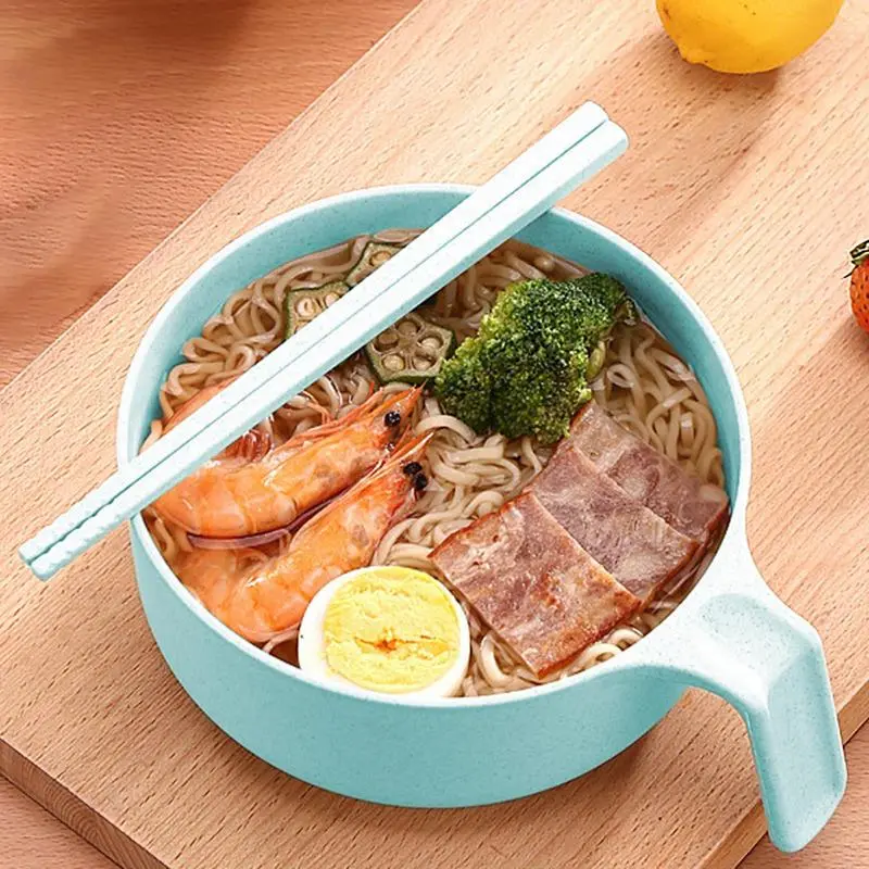 Noodle Bowl Set Rice Bowl With Chopsticks Spoon And Fork Ramen Noodle Rice Bowl With Lid And Handle For Home Dorm Room College