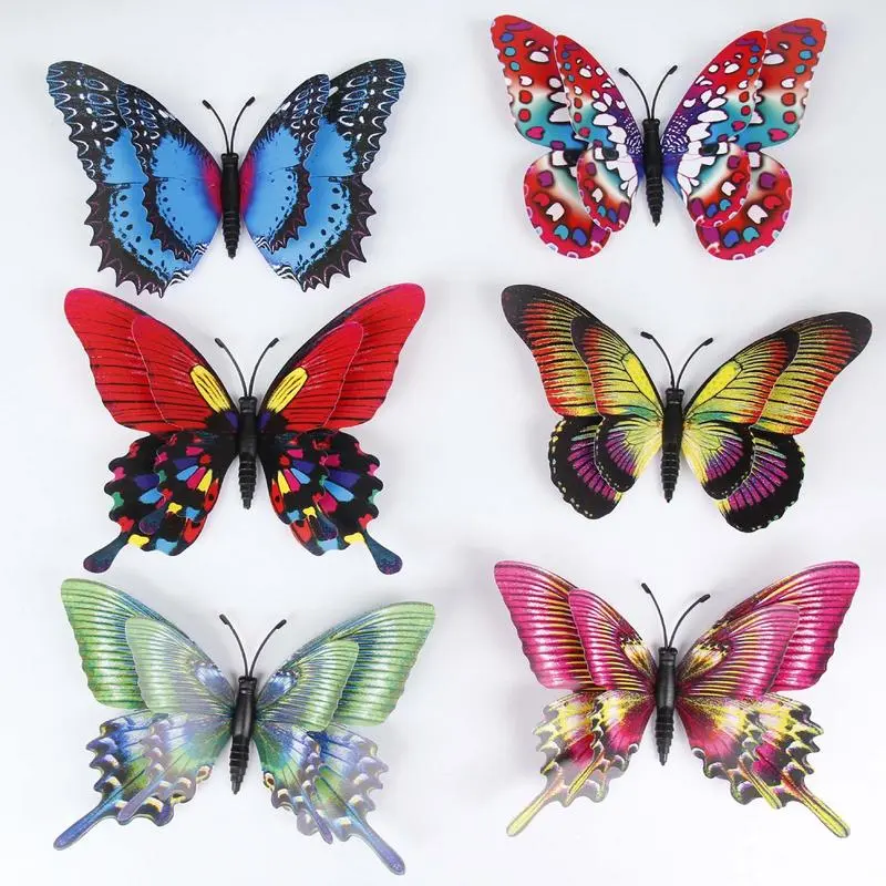 Butterfly Garden Stakes 3D Butterfly Decorations 50 Pieces Garden Stake Decor Colorful Decorative Garden Stakes Realistic