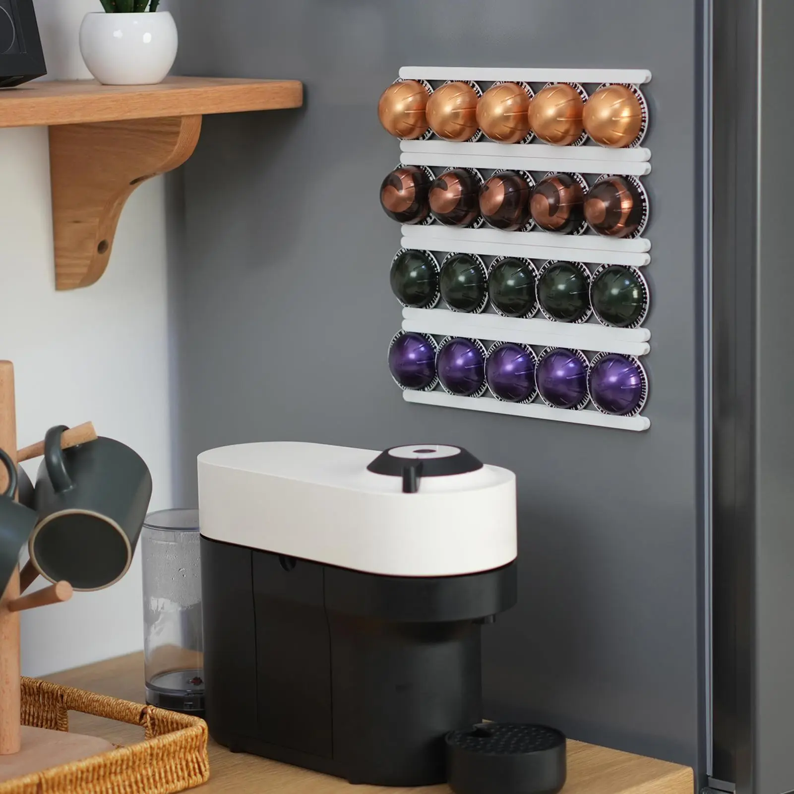 Coffee Pod Organizer Coffee Pods Stand Rack Organizer 20-Grid Space Saving Kitchen Organization Stand Rack For Cabinet Doors