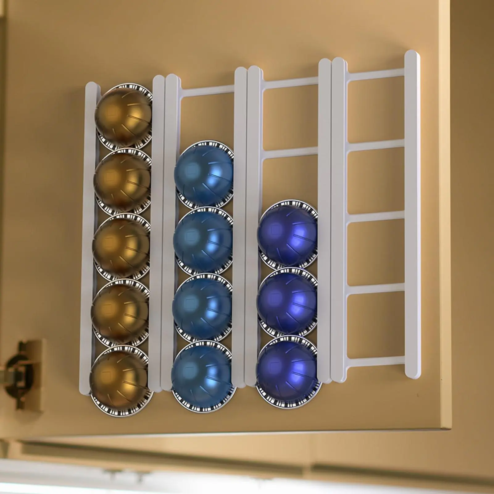 Coffee Pod Organizer Coffee Pods Stand Rack Organizer 20-Grid Space Saving Kitchen Organization Stand Rack For Cabinet Doors