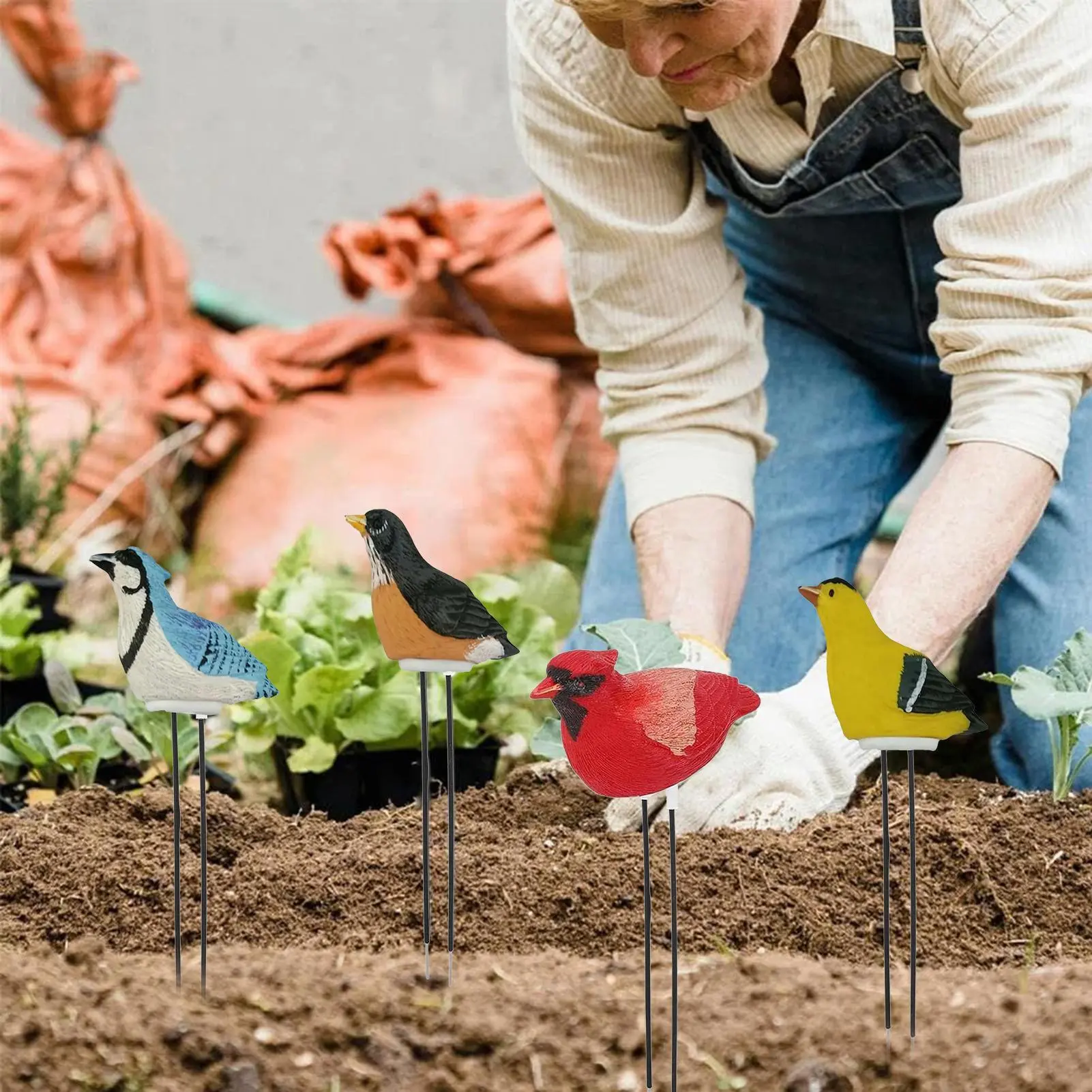 Soil Moisture Meter Bird-Shaped Moisture Reader For Plants Resin Garden Decoration Intelligent Plant Hygrometer For Agriculture