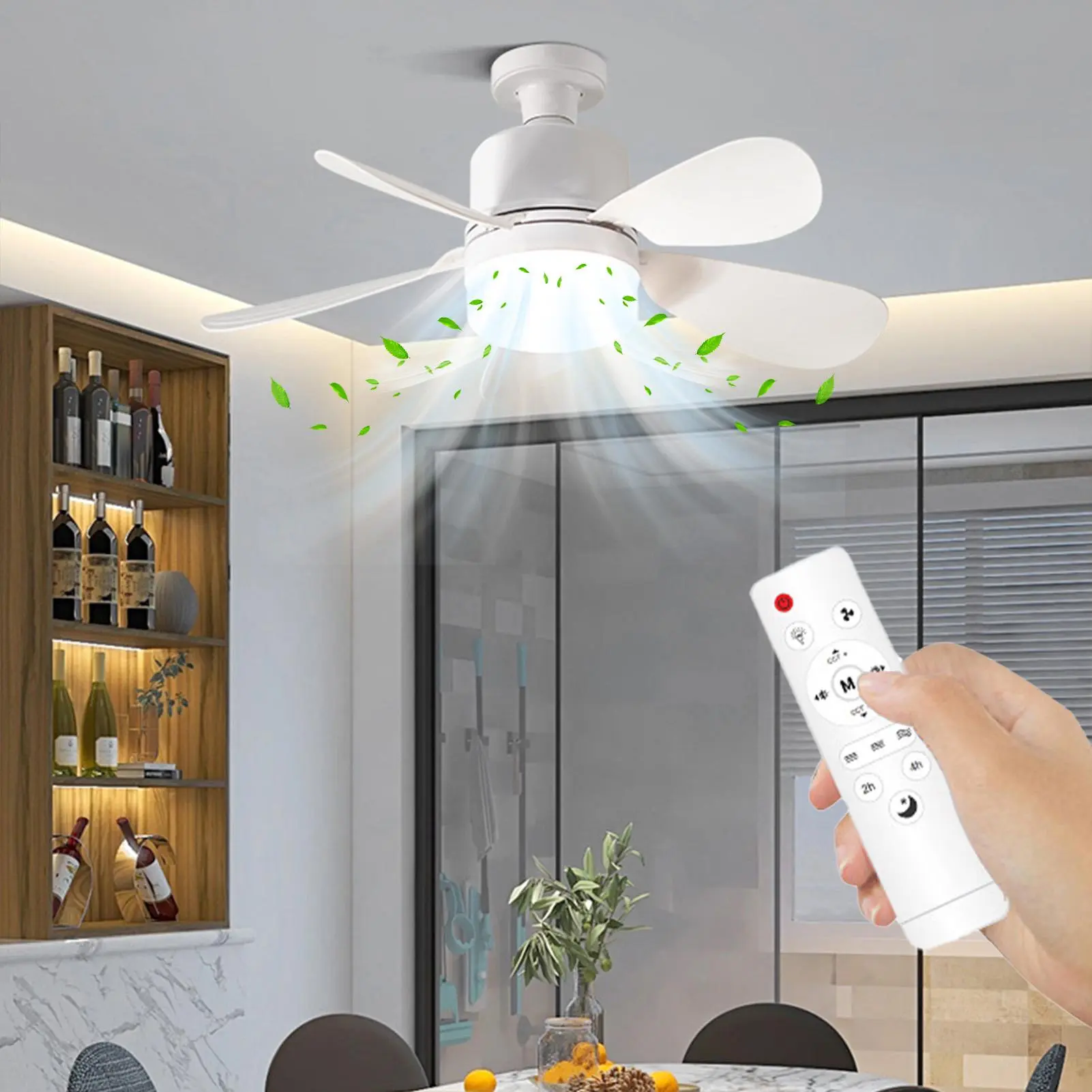 Ceiling Fans For Bedroom Small Silent Fan Light Intelligent Lighting Detachable Cooling Gadget For Hallway Bedroom Living Room