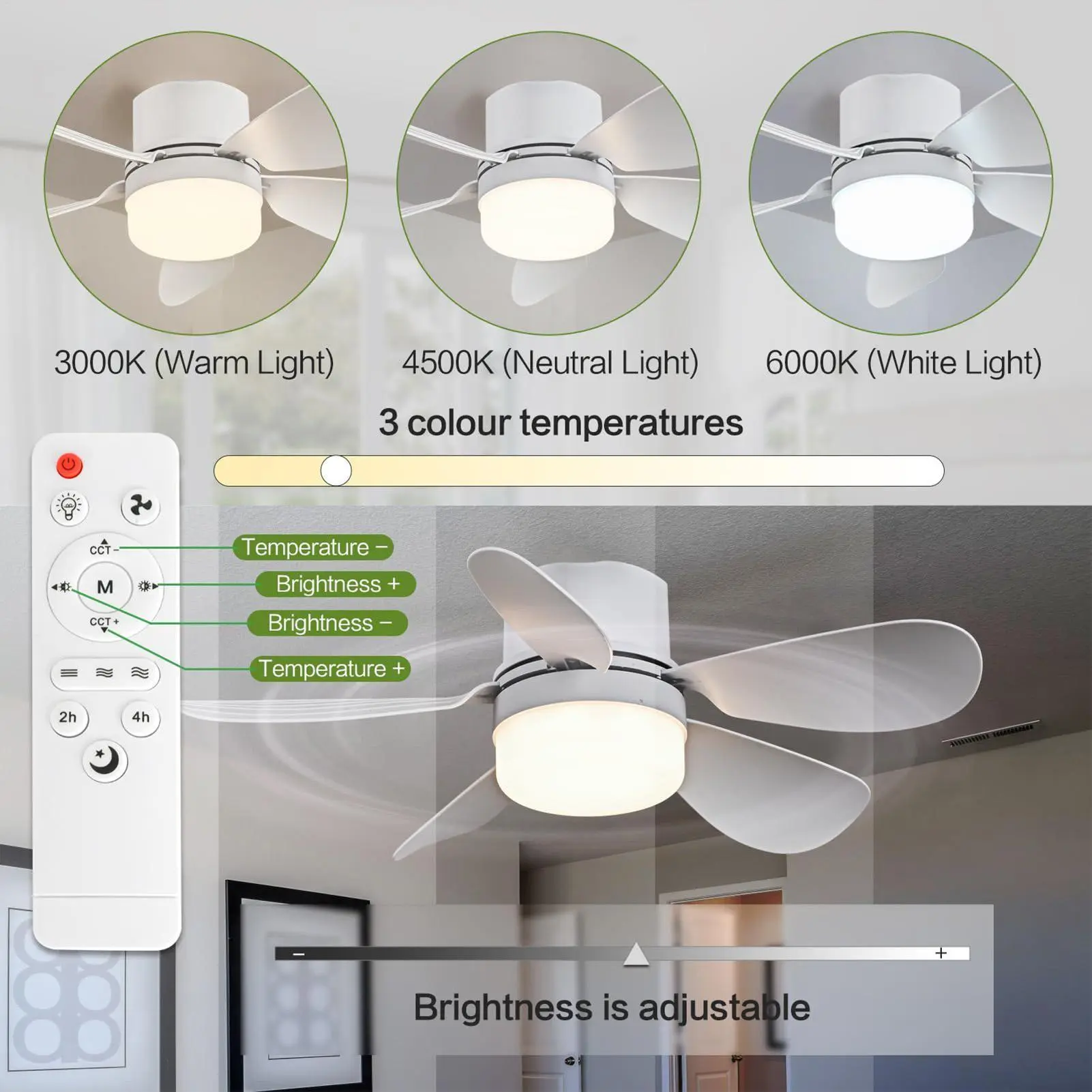Ceiling Fans For Bedroom Small Silent Fan Light Intelligent Lighting Detachable Cooling Gadget For Hallway Bedroom Living Room