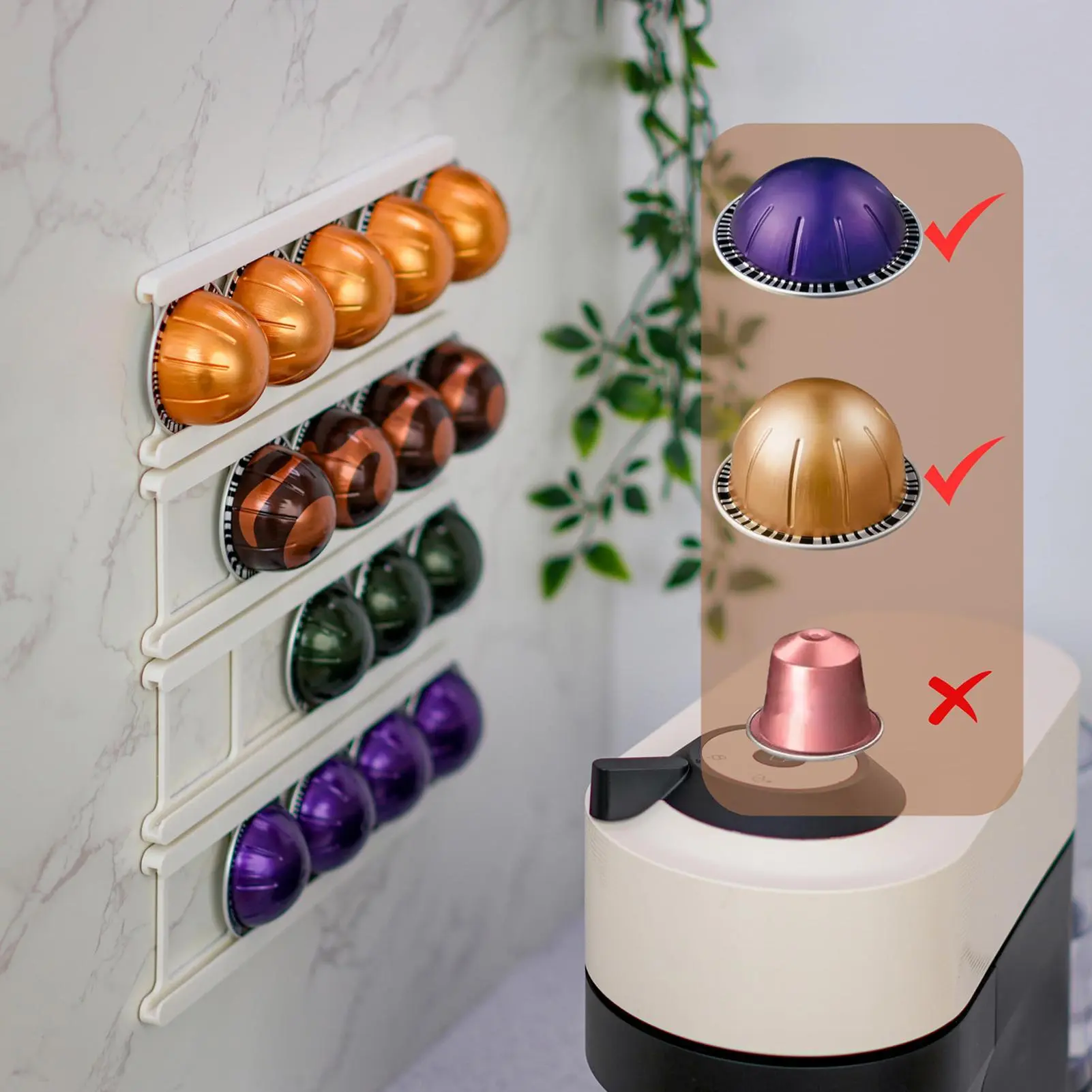 Coffee Pod Organizer Coffee Pods Stand Rack Organizer 20-Grid Space Saving Kitchen Organization Stand Rack For Cabinet Doors