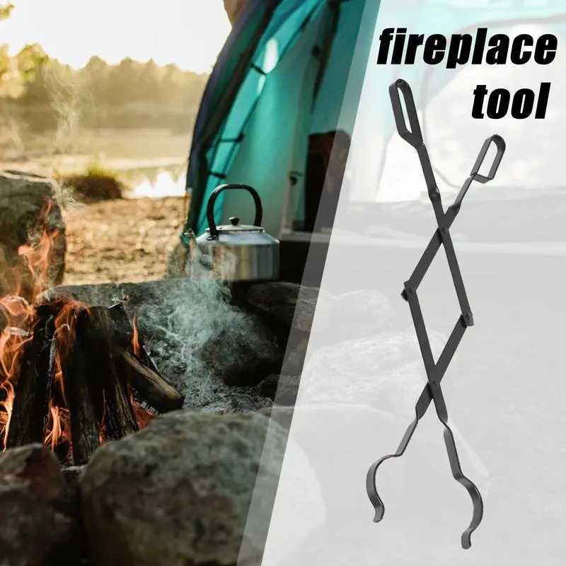 Firewood Grabber Tool Rustproof Tongs For Bonfire Rustproof Wood Stove Fire Place Tools Safely Moves Firewood Wood-Burning Fire
