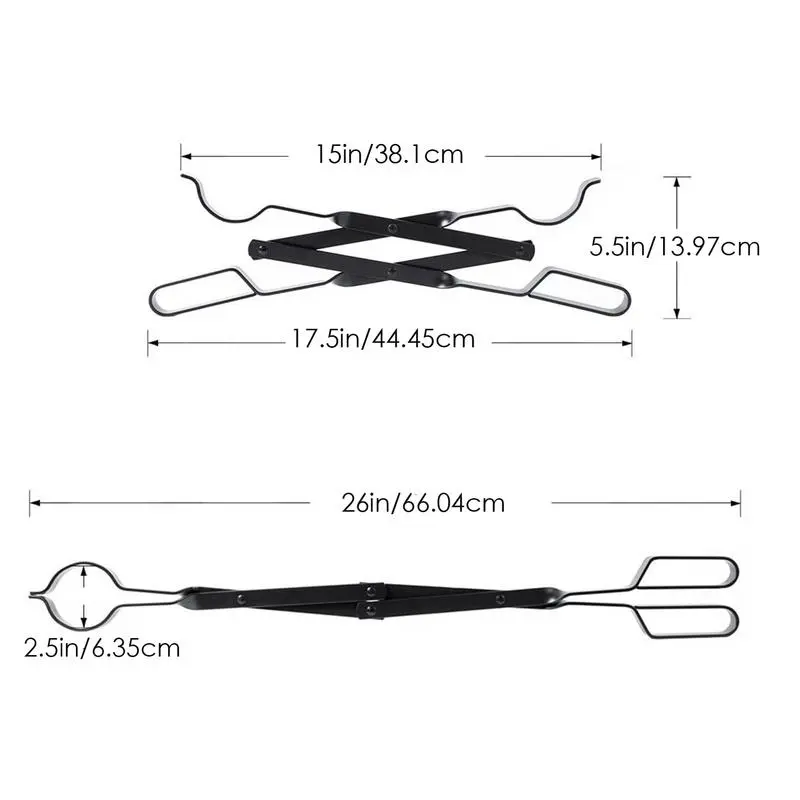 Firewood Grabber Tool Rustproof Tongs For Bonfire Rustproof Wood Stove Fire Place Tools Safely Moves Firewood Wood-Burning Fire